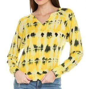 CAbi Colorful Yellow Black Tie Dye Atomic Lightweight Sweatshirt 6122 Size Small